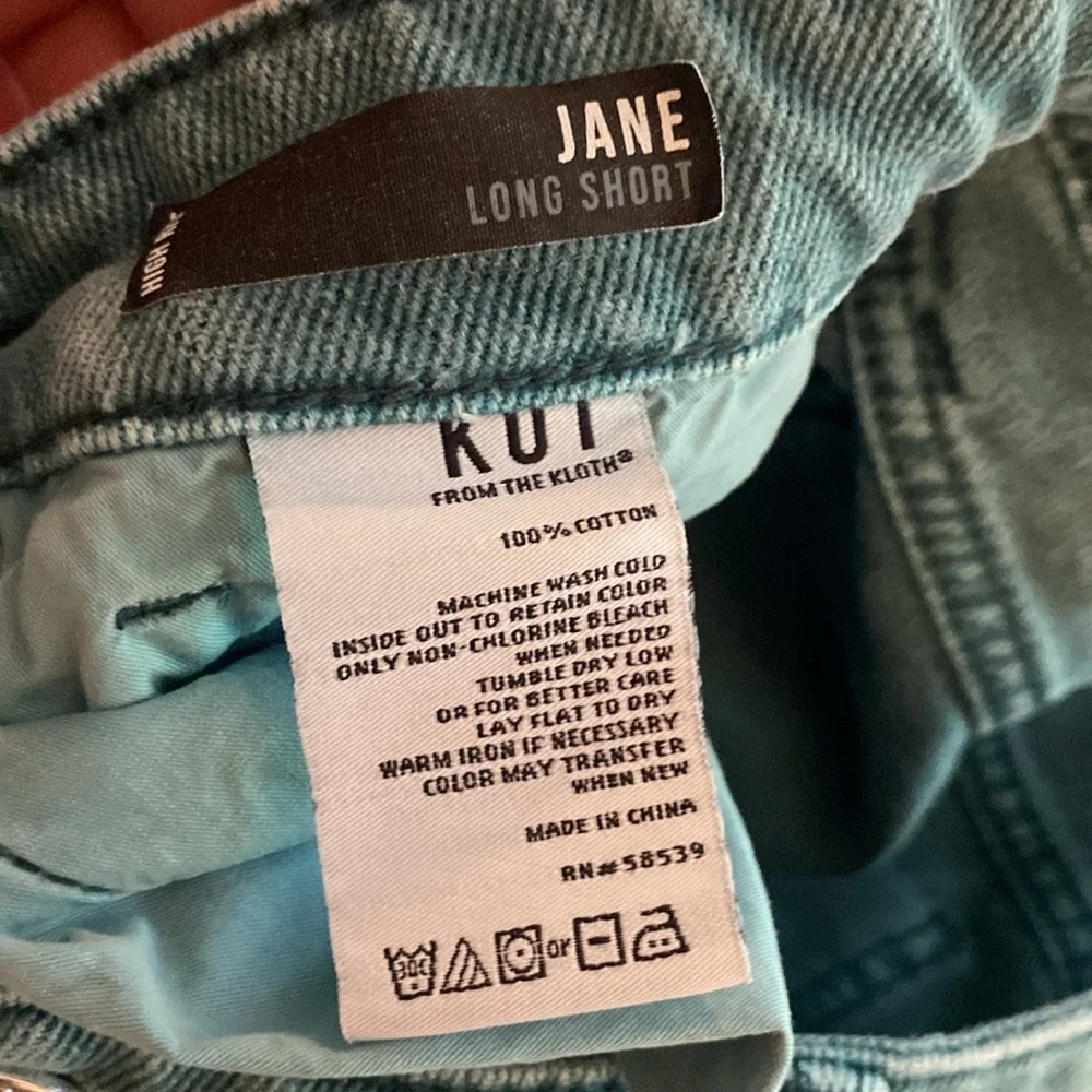 KUT Turquoise High Rise Jane Long Short Denim Size 8 Y11